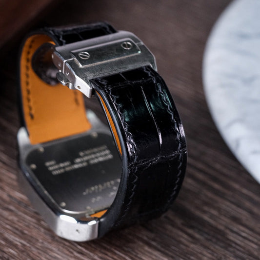 Alligator Leather Strap for Cartier Santos 100 Push Button Clasp