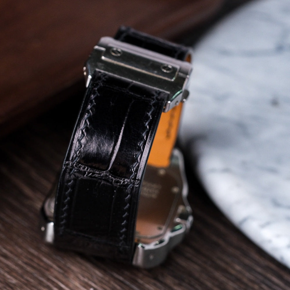 Alligator Leather Strap for Cartier Santos 100 Push Button Clasp