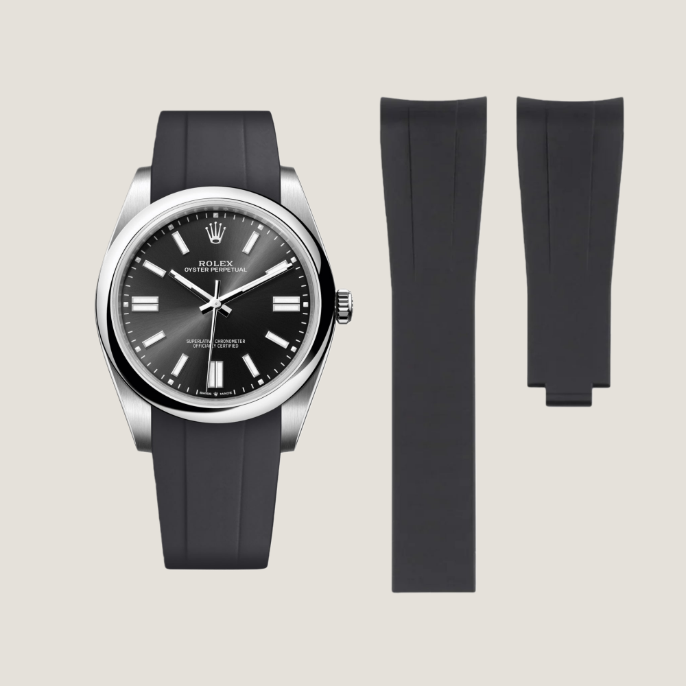 FKM Rubber Strap for Rolex Oyster Perpetual 41mm Deployant Clasp