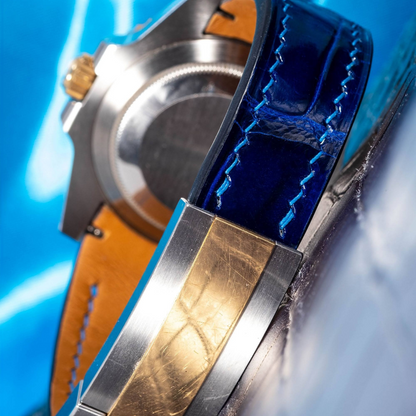 Alligator Leather Strap for Rolex Submariner Deployant Clasp