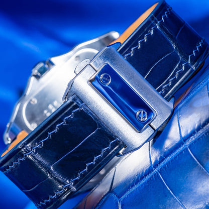 Alligator Leather Strap for Cartier Santos 100 Push Button Clasp