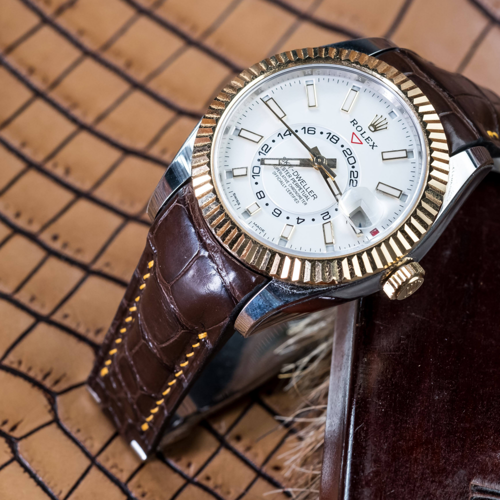 Alligator Leather Strap for Rolex Sky-Dweller