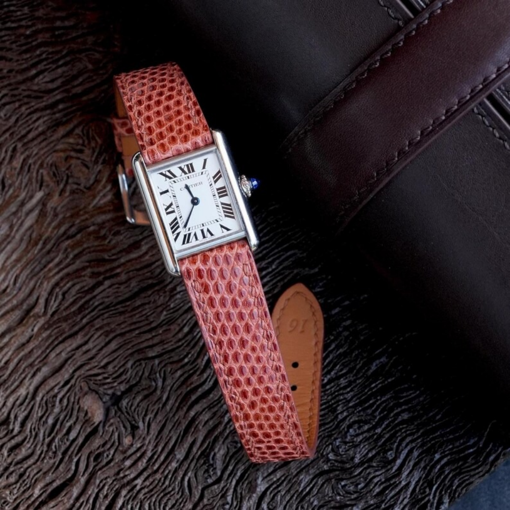 Lizard Leather Strap for Cartier Tank