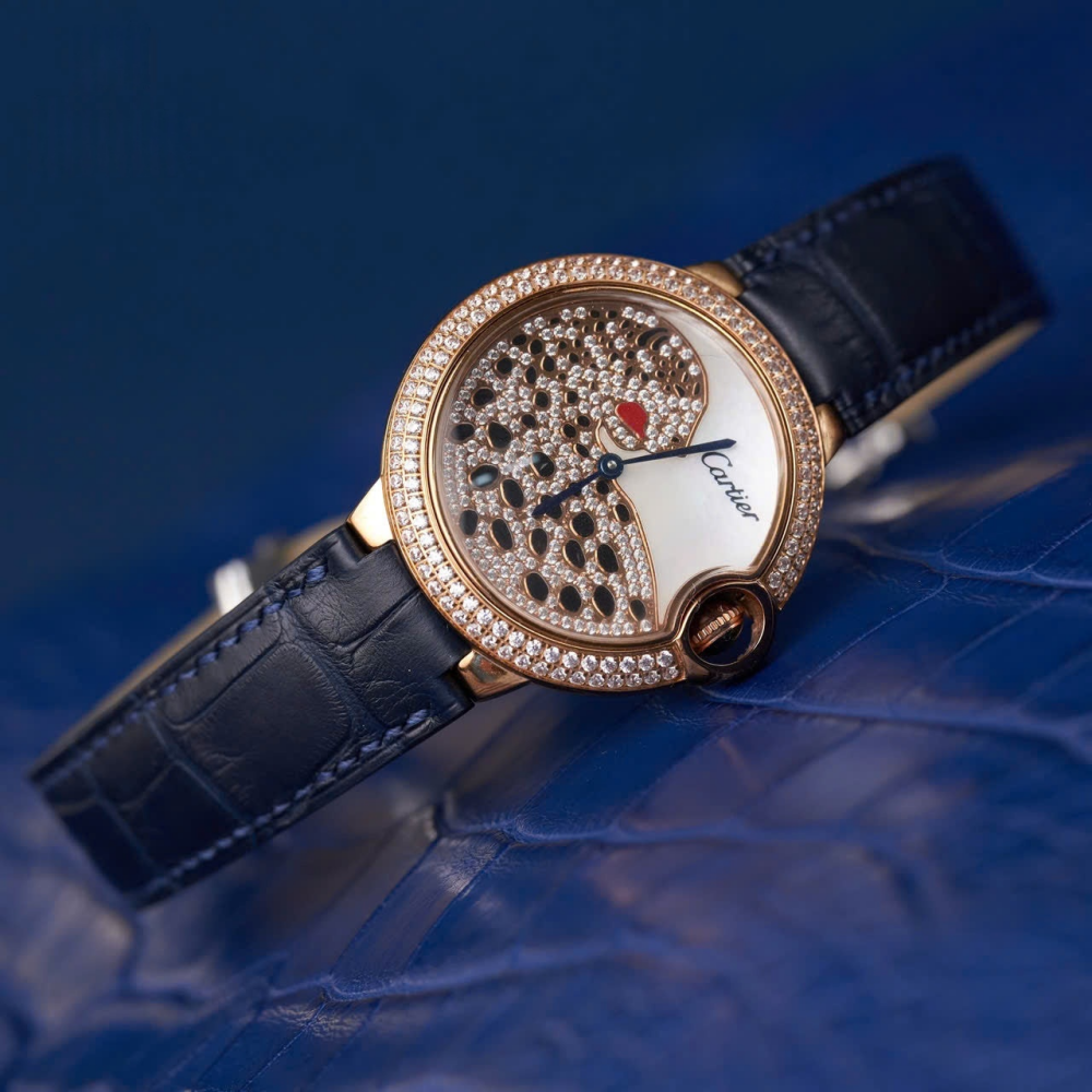 Cartier Ballon Bleu Alligator Watch Leather Strap – Push Button Clasp