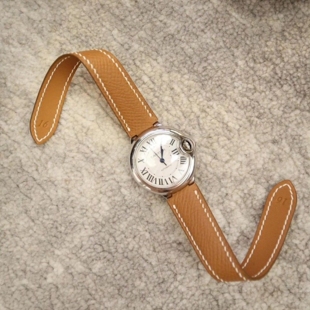 Epsom Leather Strap for Cartier Ballon Bleu