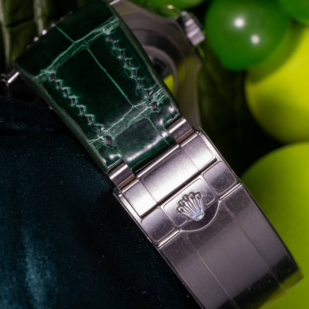 Alligator Leather Strap for Rolex Submariner Deployant Clasp