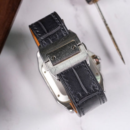 Alligator Leather Strap for Cartier Santos 100 Push Button Clasp