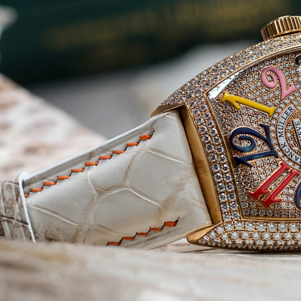 Alligator Leather Strap for Franck Muller Platinum Rotor