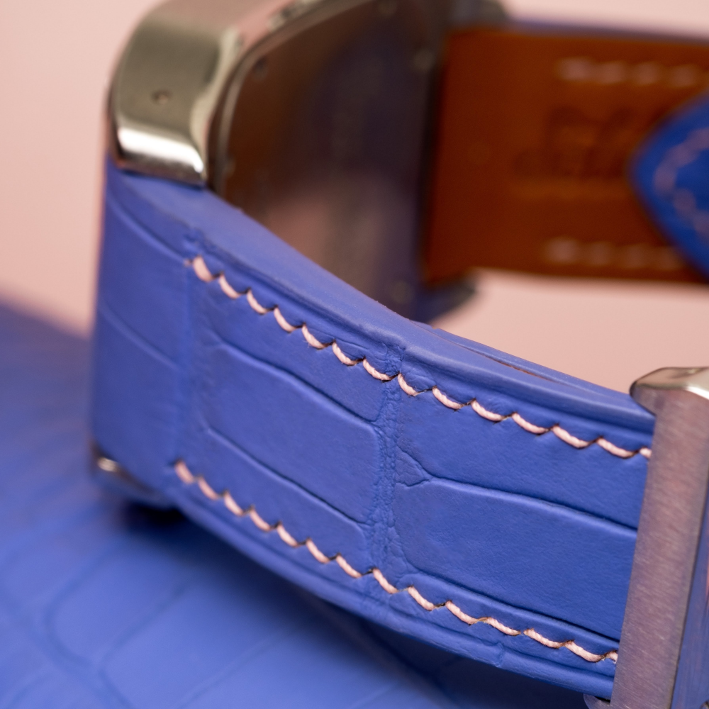 Alligator Leather Strap for Cartier Santos 100 Push Button Clasp