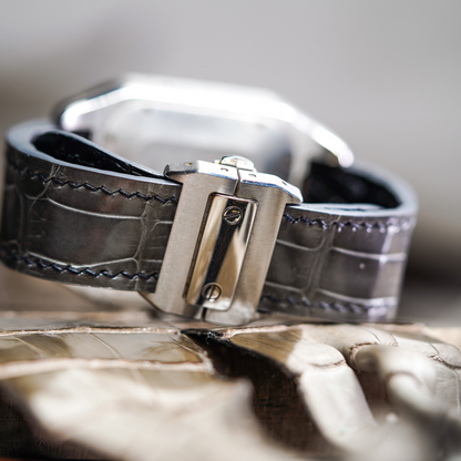 Alligator Leather Strap for Cartier Santos 100 Push Button Clasp