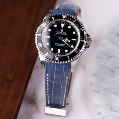 Alligator Leather Strap for Rolex Submariner Deployant Clasp