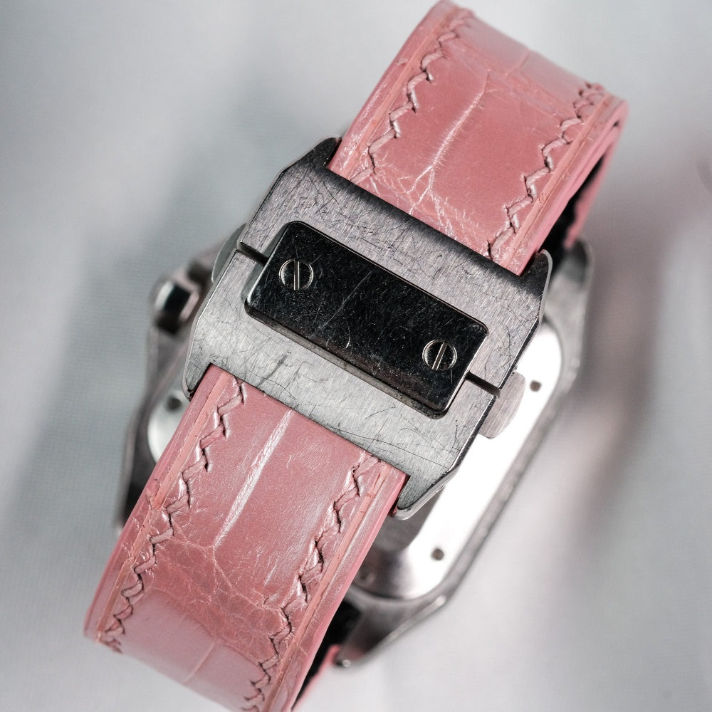 Alligator Leather Strap for Cartier Santos 100 Push Button Clasp