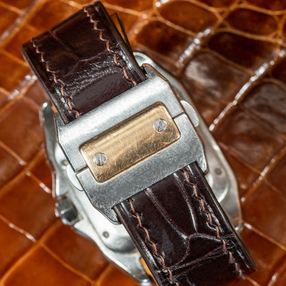 Alligator Leather Strap for Cartier Santos 100 Push Button Clasp