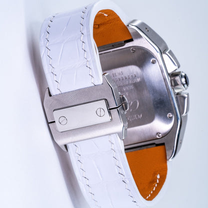 Alligator Leather Strap for Cartier Santos 100 Push Button Clasp
