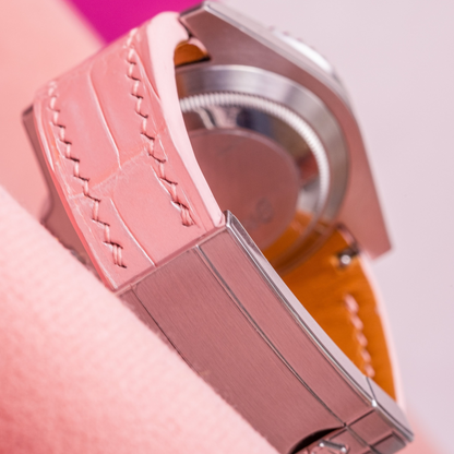 Alligator Leather Strap for Rolex Submariner Deployant Clasp