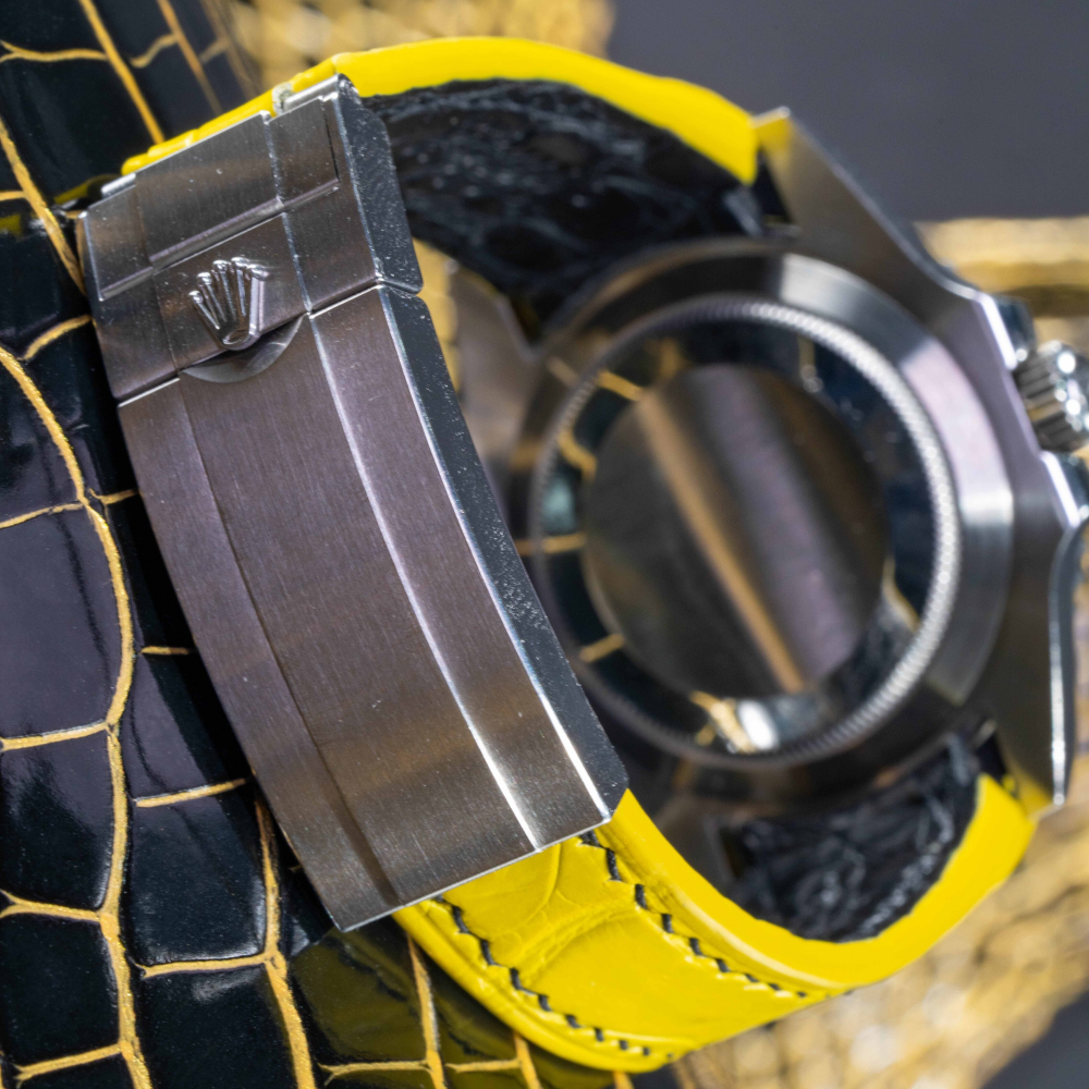 Alligator Leather Strap for Rolex Submariner Deployant Clasp