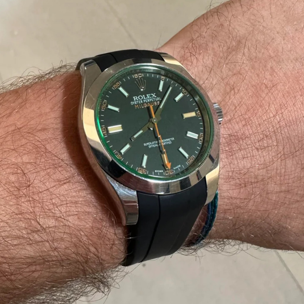 FKM Rubber Strap for Rolex Milgauss Pin Buckle