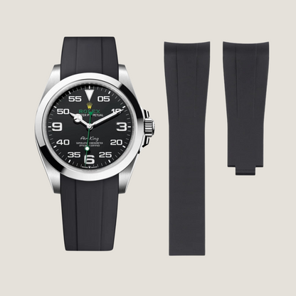 FKM Rubber Strap for Rolex Air-King Deployant Clasp