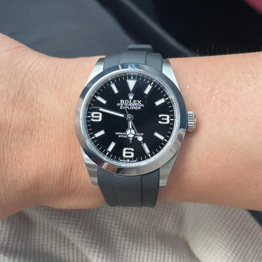 FKM Rubber Strap for Rolex Explorer I Deployant Clasp