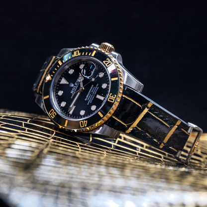 Alligator Leather Strap for Rolex Submariner Deployant Clasp