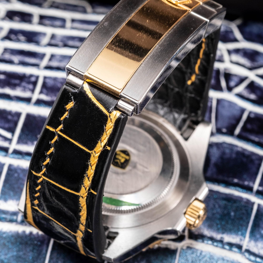 Alligator Leather Strap for Rolex Submariner Deployant Clasp