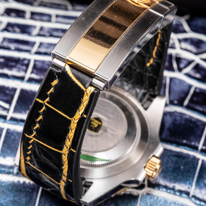 Alligator Leather Strap for Rolex Submariner Deployant Clasp