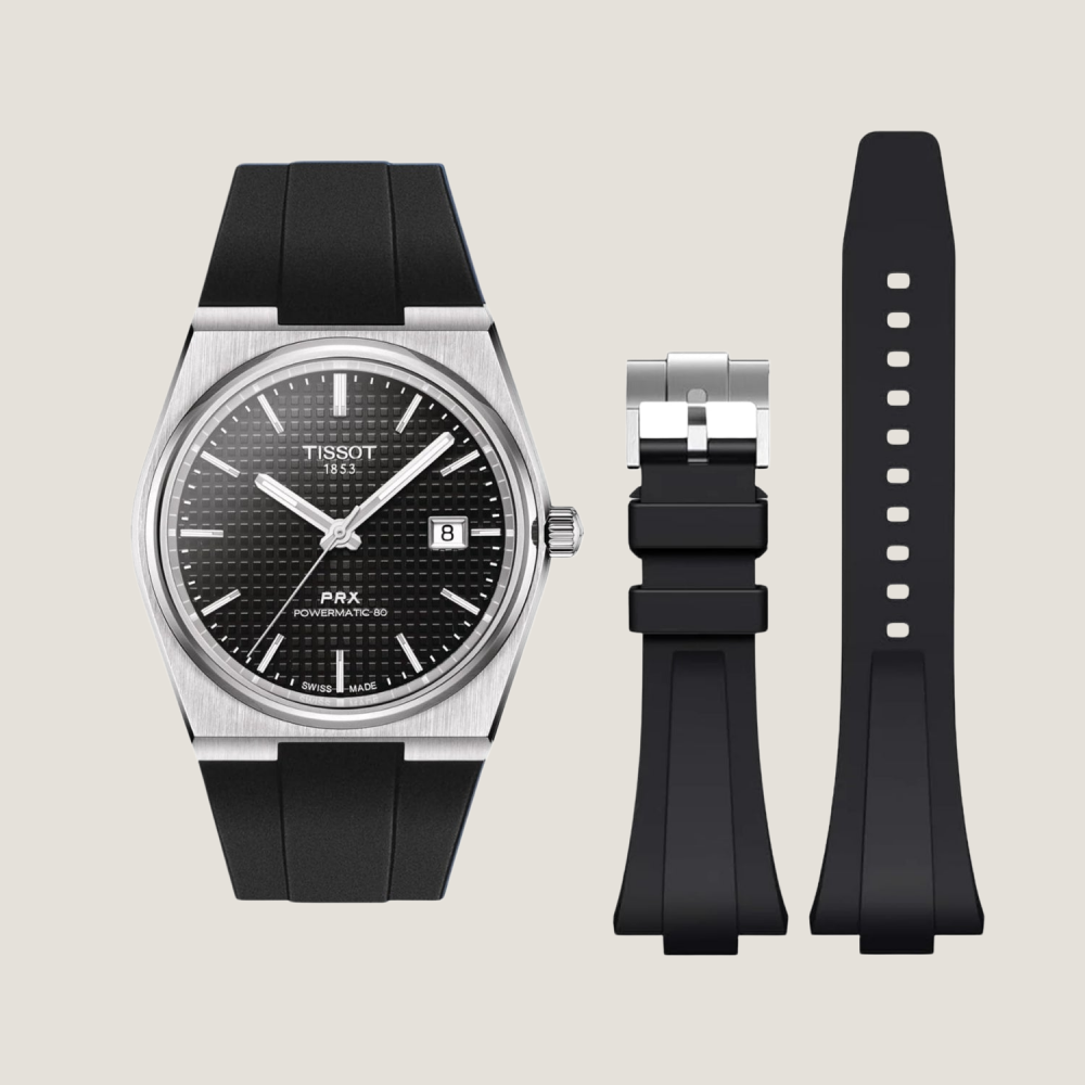 FKM Rubber Strap for Tissot PRX Pin Buckle
