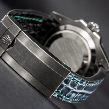 Alligator Leather Strap for Rolex Submariner Deployant Clasp