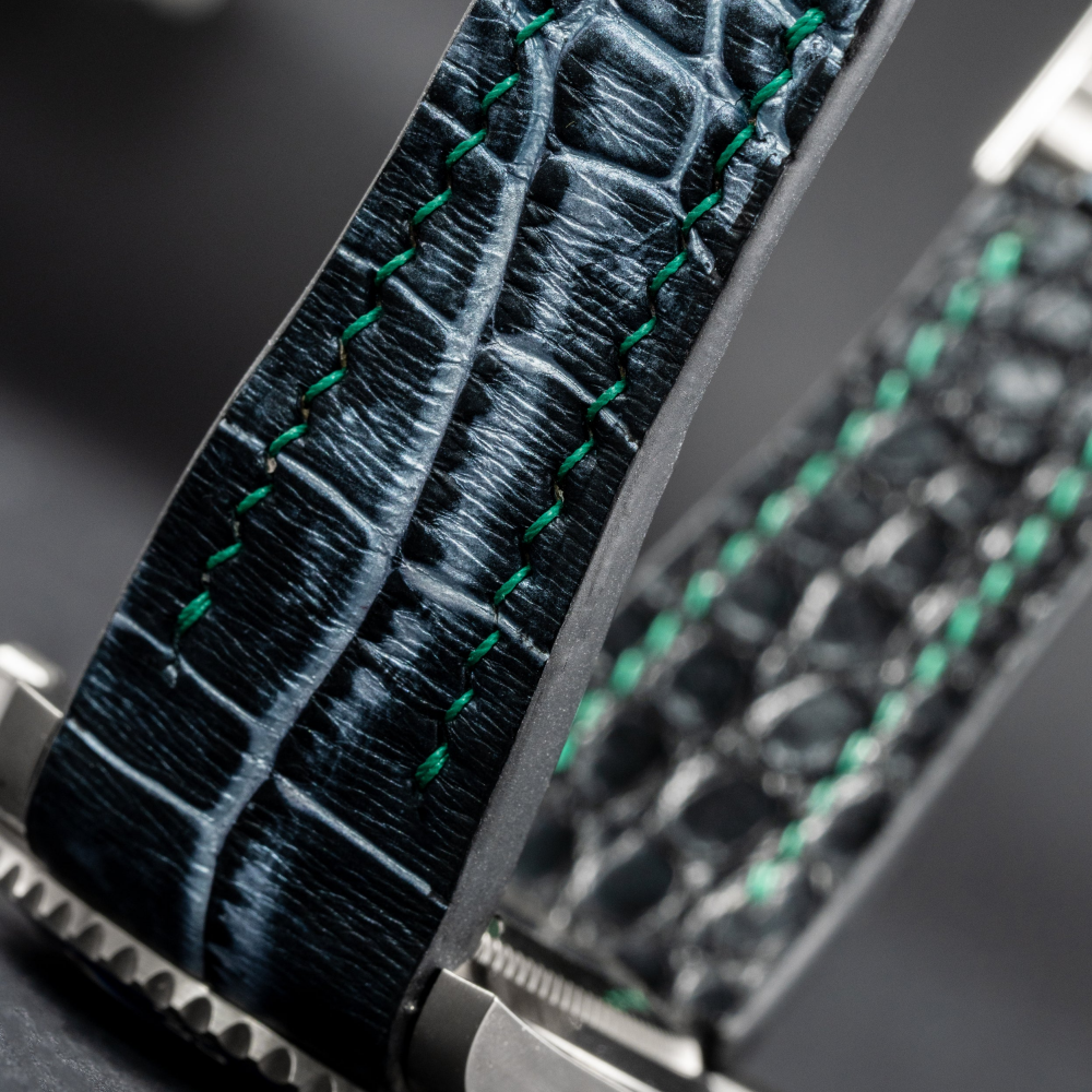 Alligator Leather Strap for Rolex Submariner Deployant Clasp