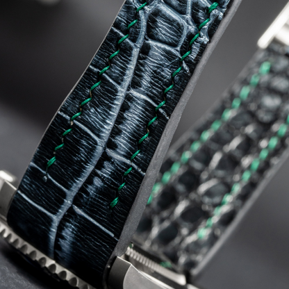 Alligator Leather Strap for Rolex Submariner Deployant Clasp