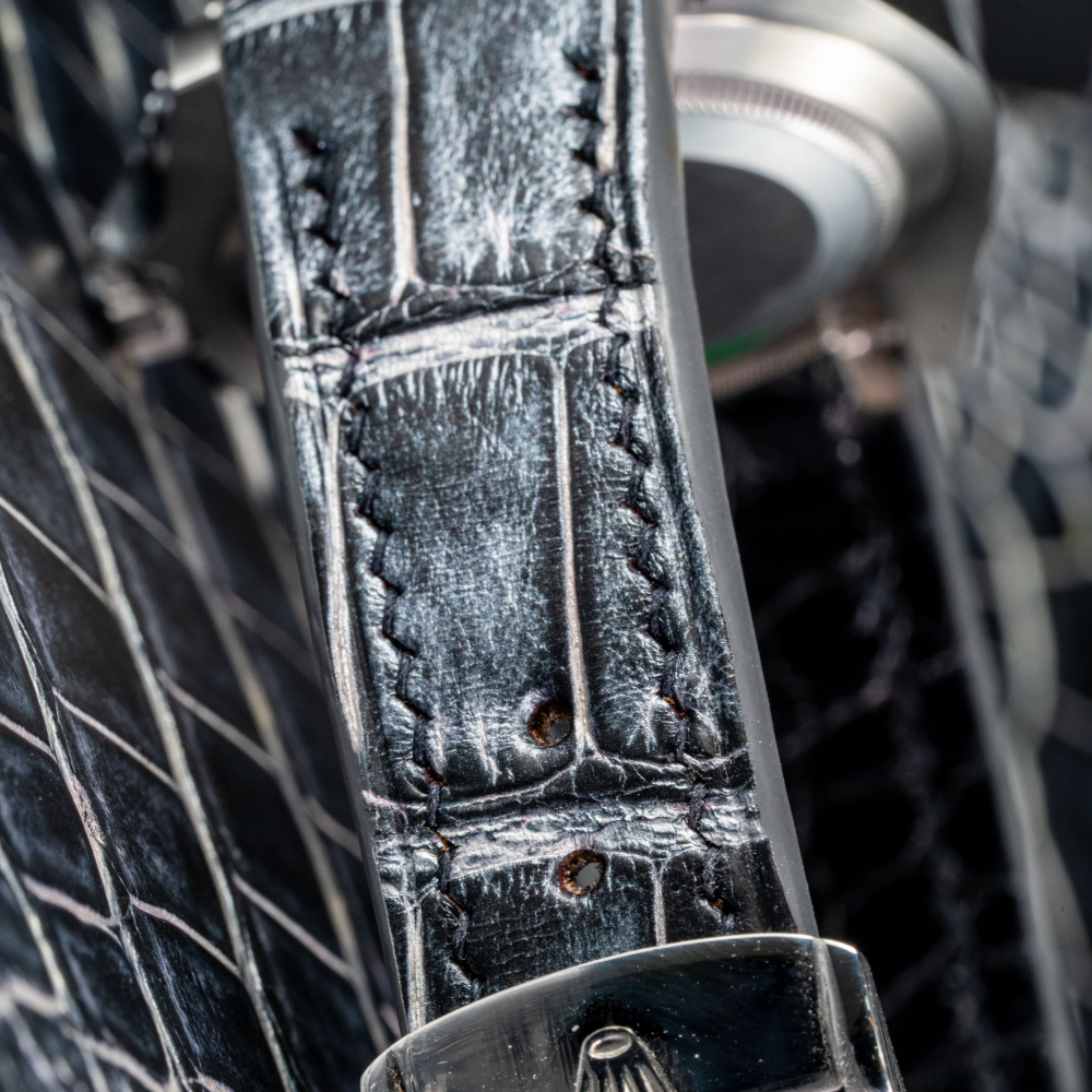 Alligator Leather Strap for Rolex Submariner Deployant Clasp
