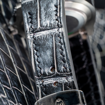 Alligator Leather Strap for Rolex Submariner Deployant Clasp