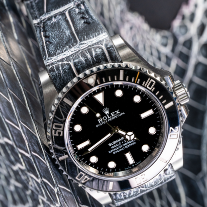 Alligator Leather Strap for Rolex Submariner Deployant Clasp