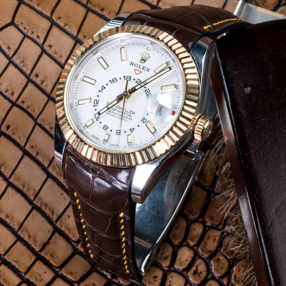 Alligator Leather Strap for Rolex Sky-Dweller