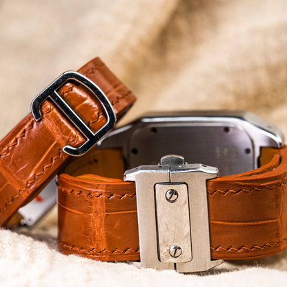 Alligator Leather Strap for Cartier Santos 100 Push Button Clasp