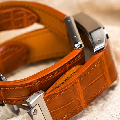 Alligator Leather Strap for Cartier Santos 100 Push Button Clasp
