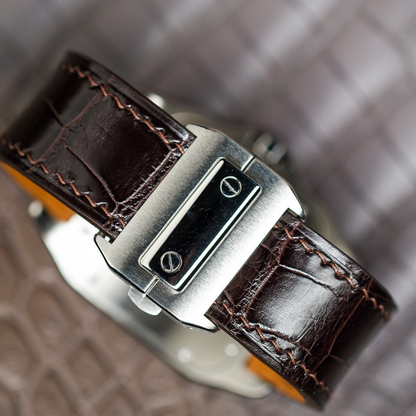 Alligator Leather Strap for Cartier Santos 100 Push Button Clasp