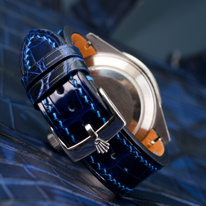 Alligator Leather Strap for Rolex Submariner Deployant Clasp