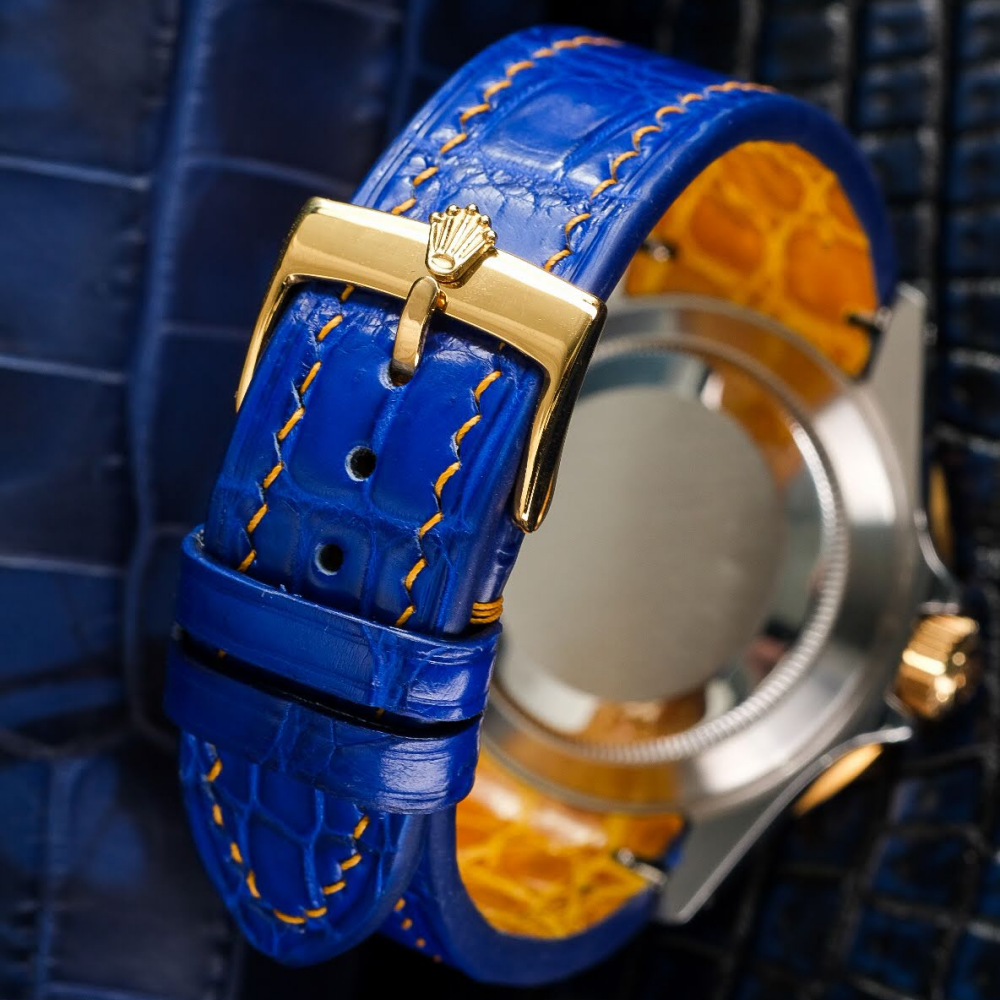 Alligator Leather Strap for Rolex Submariner Deployant Clasp