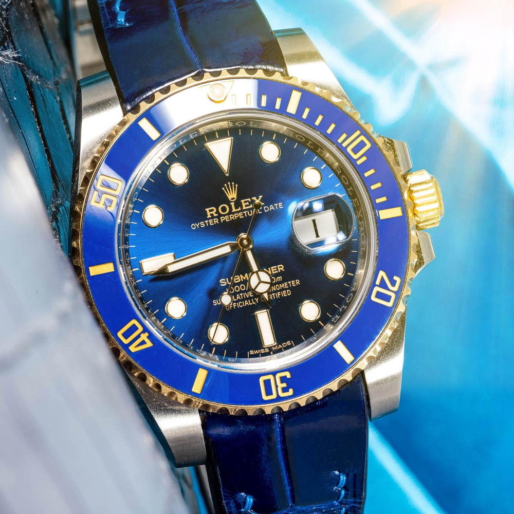 Alligator Leather Strap for Rolex Submariner Deployant Clasp