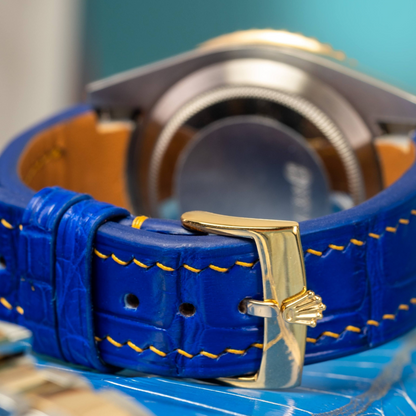 Alligator Leather Strap for Rolex Submariner Deployant Clasp