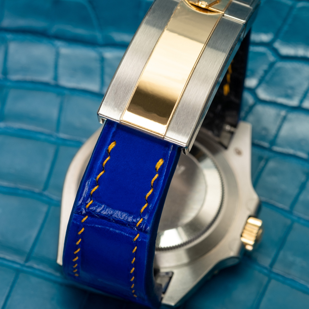 Alligator Leather Strap for Rolex Submariner Deployant Clasp