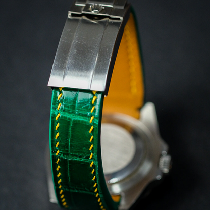 Alligator Leather Strap for Rolex Submariner Deployant Clasp