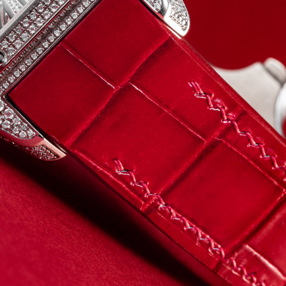 Alligator Leather Strap for Cartier Santos 100 Push Button Clasp