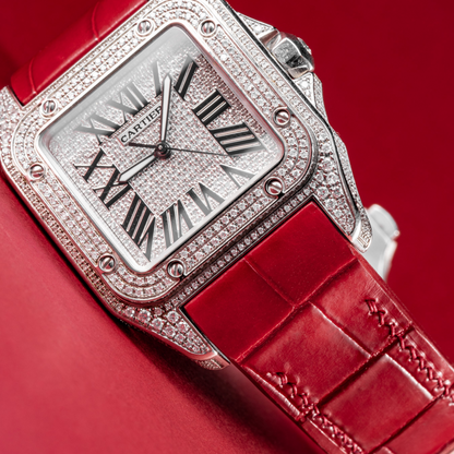 Alligator Leather Strap for Cartier Santos 100 Push Button Clasp