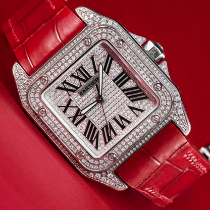Alligator Leather Strap for Cartier Santos 100 Push Button Clasp
