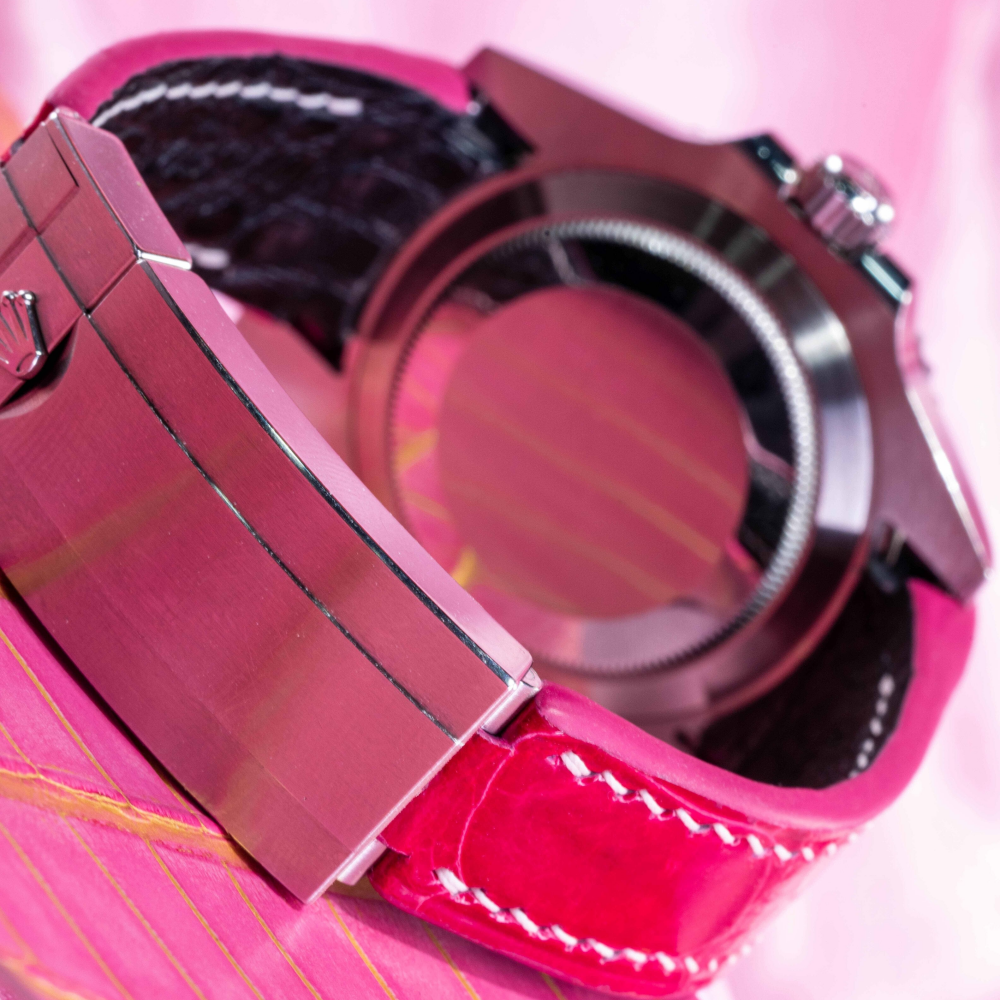 Alligator Leather Strap for Rolex Submariner Deployant Clasp