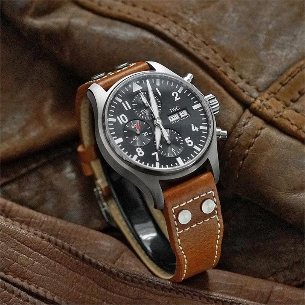 Riveted Nappa Leather Strap for IWC