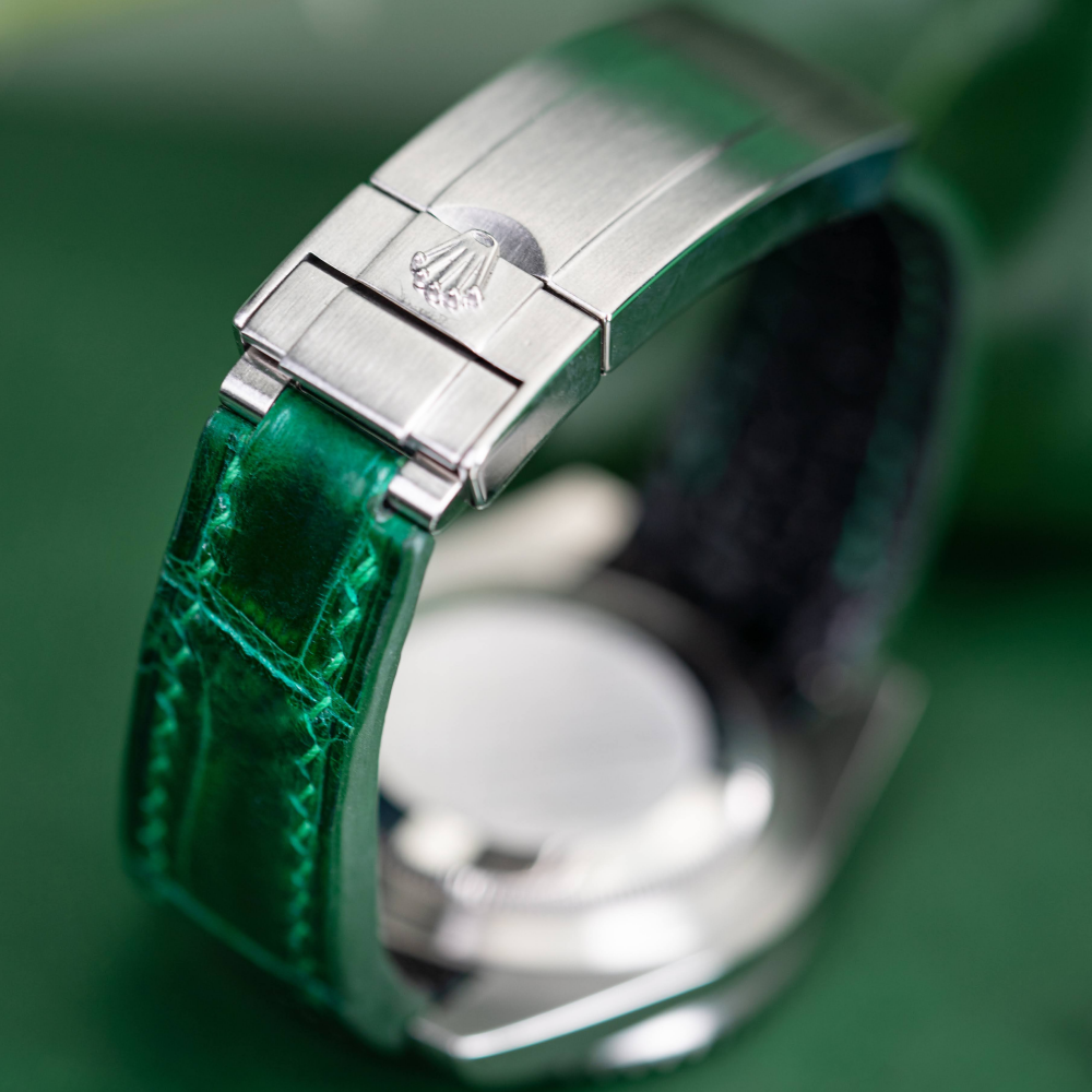 Alligator Leather Strap for Rolex Submariner Deployant Clasp