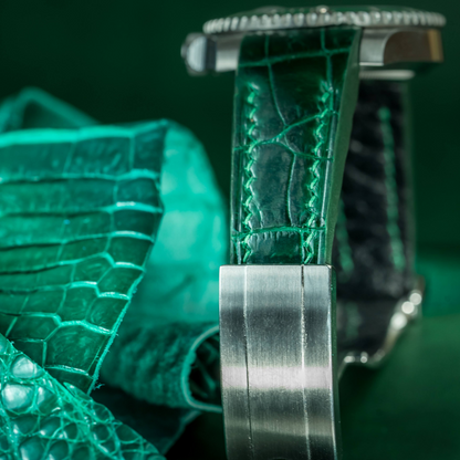 Alligator Leather Strap for Rolex Submariner Deployant Clasp